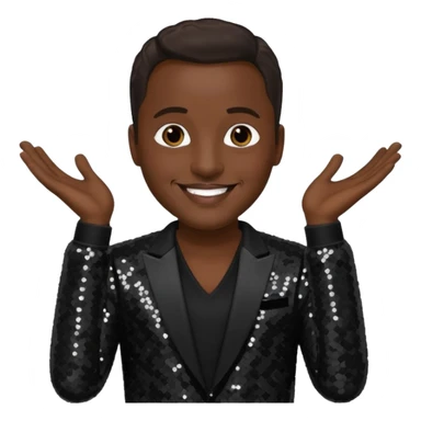 Johnny Gill from New Edition with dark brown hair, black sequin outfit sticker