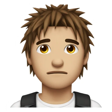 sad emo boy with long spikey brown hair sticker