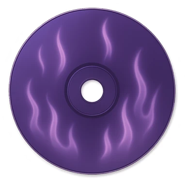 A minimalist CD disc with subtle pink flames, glowing effect, variation 2, color: purple sticker