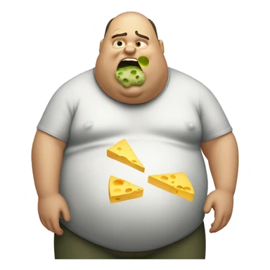 fat man eating moldy cheese sticker