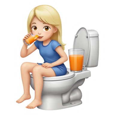 girl drinking juice on the toilet sticker