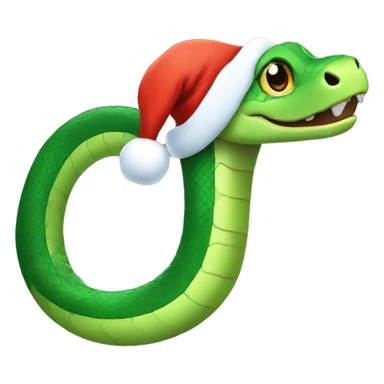cute green snake in a Santa hat. sticker