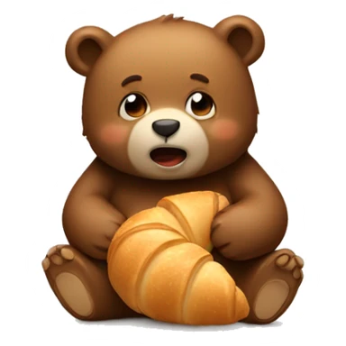 Little bear with a croissant sticker