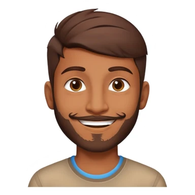 a 23 year old indian boy ,with brown hair ,little beard ,smiling but not showing so much teeth , handsome ,brown sticker