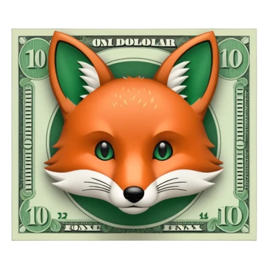 make 100 dollar bill with a small fox head outline in the middle sticker