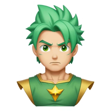 a super sayain in green with a invincible costume sticker