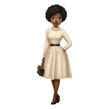 elegance princess, beige chunky sweater dress, black heel shoes, shining dark brown stocking, short cut hair sticker