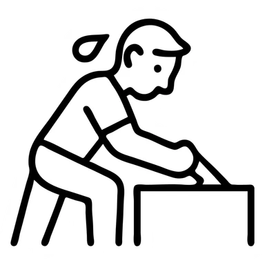 a man working hard with sweat on his face, minimal line art style sticker