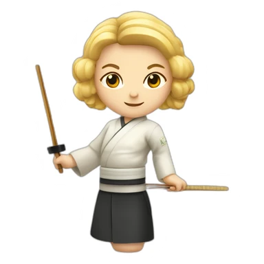 blonde sushi master with knife and chopsticks sticker