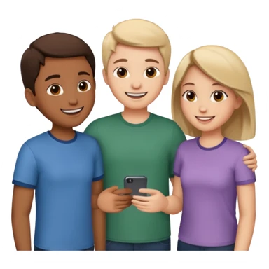 Three friends talking and looking each other, please keep 4th wall. sticker