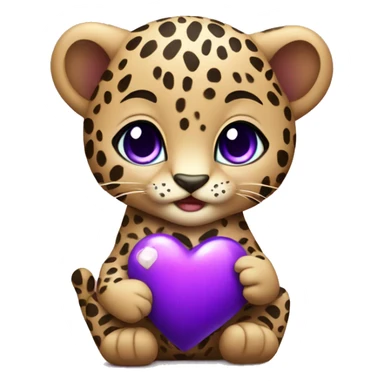 Baby leopard holding a purple heart  sticker