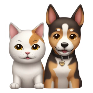 cat friends with dog shiba sticker