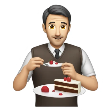Thin man eating cake sticker