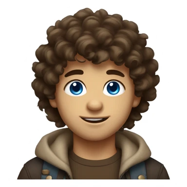 italian white boy with bright blue eyes and fluffy messy with texture brown hair and big dimples  sticker