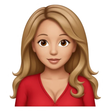 Mariah Carey brown eyes, dark blonde hair, red outfit sticker