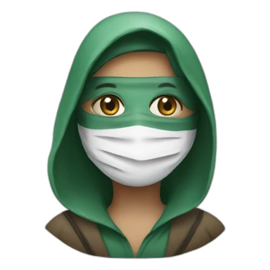 A person wearing a mask in the world of Palestine sticker