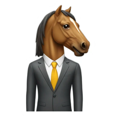 Business man with horse head ans a skateboard sticker
