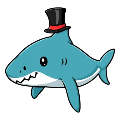 shark wearing a top hat sticker