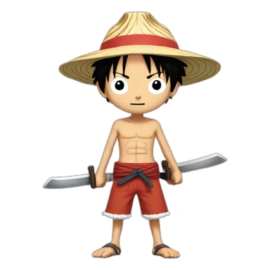 Luffy with triple katanas sticker