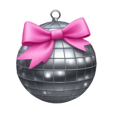 mirrorball with pink bow on top of it sticker