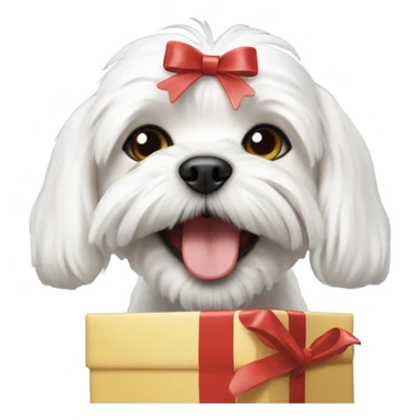 Maltese dog with a gift in its mouth sticker