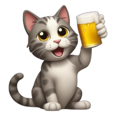 cat drink beer sticker