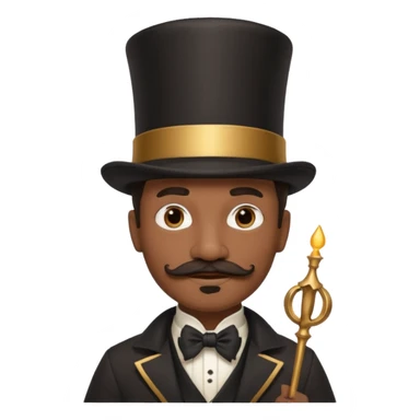 Black male magician, mustache, wearing classic top hat sticker