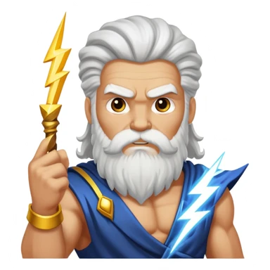 Zeus thunder god with lightning bolt and white beard sticker