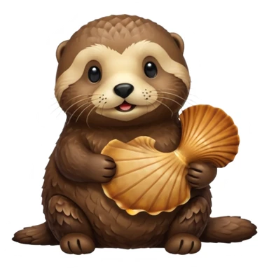sea otter holding a scallop shell sticker