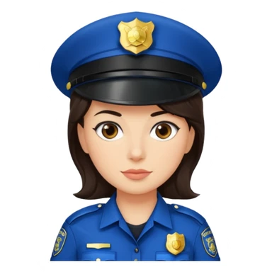 police woman with dark brown hair and bright skin sticker