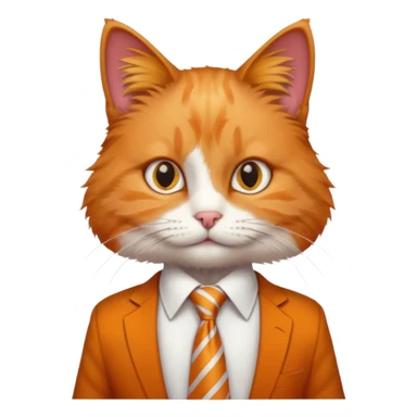 cat in white shirt, orange tie sticker