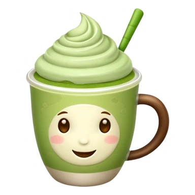 matcha latte in a cup without a spoon and without a face sticker