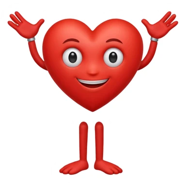 Red heart with arms and legs with one eye ball sticker