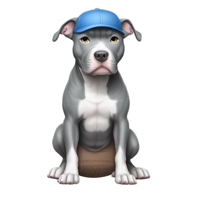 Blue nose pitbull all gray no white in color with blue eyes. Dog must be wearing a baseball hat. Don't generate a body just the head. sticker