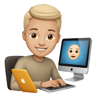 designer with a computer sticker