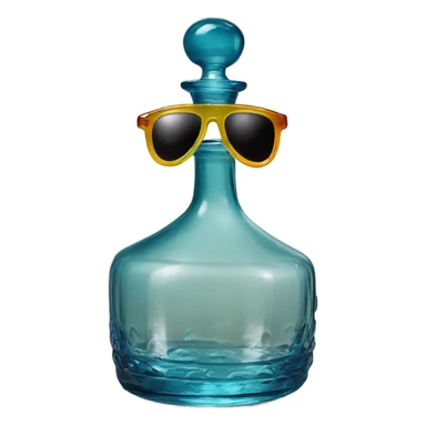 Blenko glass decanter with sunglasses  sticker