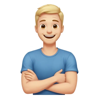 Arms crossed, holding neck, laughing guy sticker