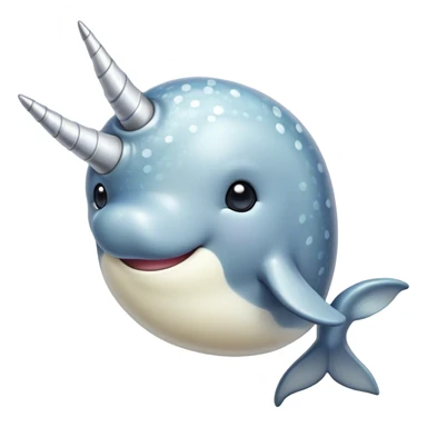 Cinematic Cute Narwhal Portrait Emoji, Head tilted playfully and inquisitively, showcasing a sleek, streamlined body with subtly iridescent, mottled gray skin and a prominently spiraled ivory tusk, complemented by round, sparkling eyes full of gentle wonder, Simplified yet irresistibly adorable features, highly detailed, glowing with a warm, friendly arctic glow, high shine, affectionate and lively, stylized with a touch of whimsical marine charm, soft glowing outline, capturing the essence of a mischievous yet loving narwhal that seems as if it could frolic out of the screen into your heart! sticker