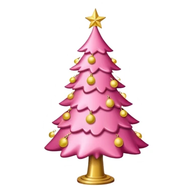 Pink christmas tree with the lights being gold sticker