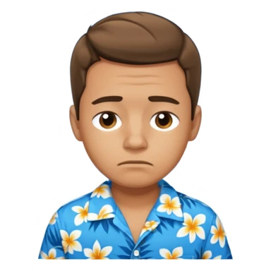 Boy with blue Hawaiian shirt is tired sticker