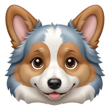 Blue Merle corgi whose face is brown and white sticker