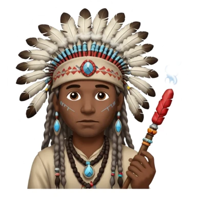 Black American man dark brown with dreads with a American Indian headdress with a peace pipe blowing smoke  sticker