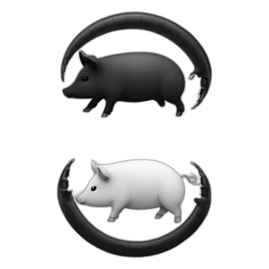 Yin Yang black and white pig armadillo cow centipede insect sticker