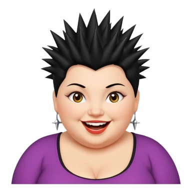 fat spiky haired happy woman sticker