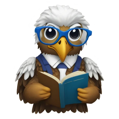 eagle with glasses reading a blue book  sticker