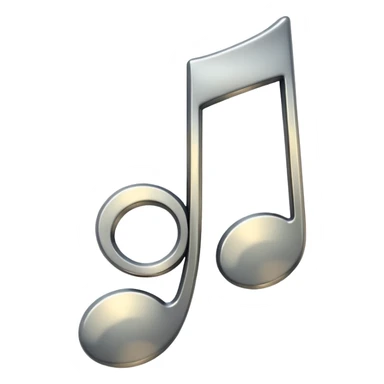 music note with a chromic metal texture, no gold sticker