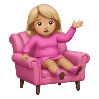 Little Girl fat but not too fat falling off chair with pink clothes on sticker