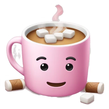 pink mug with coffee and marshmallows sticker