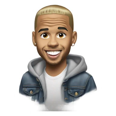 Hyper Realistic Chris Brown smiling at Karruche Tran sticker
