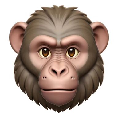 Cinematic Realistic Noble Baboon Portrait Emoji, Poised and commanding, with a robust, muscular build and a richly textured face marked by prominent brows, a powerful jawline, and deep, soulful eyes rendered in natural earthy tones, high shine, intelligent and bold, styled with an air of wild majesty, focused and attentive, soft glowing outline, capturing the essence of a watchful and confident baboon that exudes raw, regal power! sticker